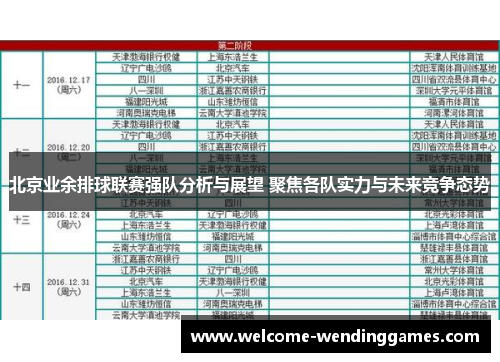 北京业余排球联赛强队分析与展望 聚焦各队实力与未来竞争态势 北京业余排球联赛强队分析与展望 聚焦各队实力与未来竞争态势